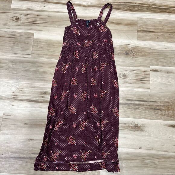 Knot Sisters Maroon Floral Flowy Dress Women’s Large - Picture 2 of 5